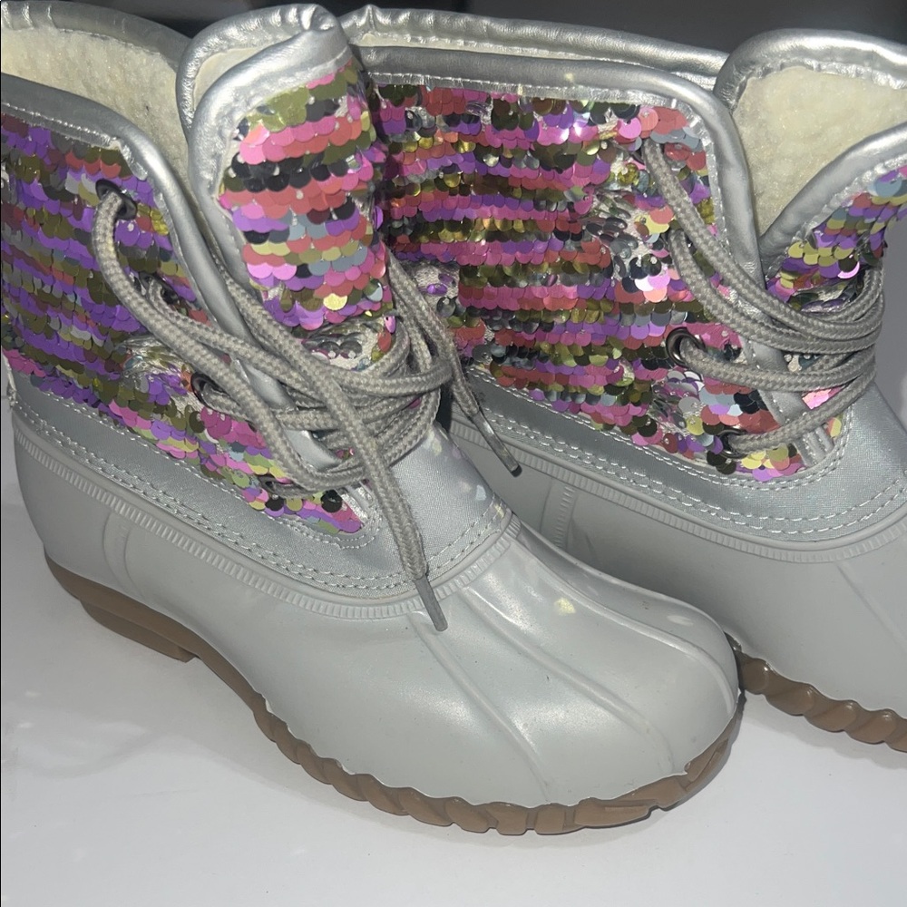 Olivia Miller Kids Sequin Rain & Snow Boots Girls size 13 - Picture 7 of 8